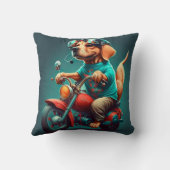 カッコいい犬のバイクもしくは自転車に乗る人バイクの可愛い装飾用クッション クッション (裏面)