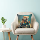 カッコいい犬のバイクもしくは自転車に乗る人バイクの可愛い装飾用クッション クッション (椅子)