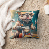 カッコいい犬のバイクもしくは自転車に乗る人バイクの可愛い装飾用クッション クッション (ブランケット)