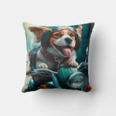 カッコいい犬のバイクもしくは自転車に乗る人バイクの可愛い装飾用クッション クッション (裏面)