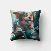 カッコいい犬のバイクもしくは自転車に乗る人バイクの可愛い装飾用クッション クッション (正面)