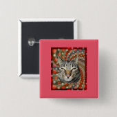 カッコいい猫 – 贈り物のキャプション! 缶バッジ (正面&裏面)