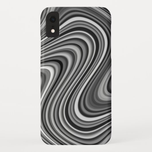 カッコいい白黒シルバーグレイ曲線パターン Case-Mate iPhoneケース (裏面)