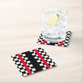 カッコいい白黒フラ市松模様にグのパターン正方形 スクエアペーパーコースター (インサイチュ)