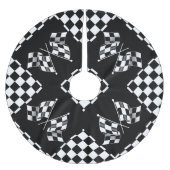 カッコいい白黒旗の市松模様にパターン ブラッシュドポリエステルツリースカート (正面)