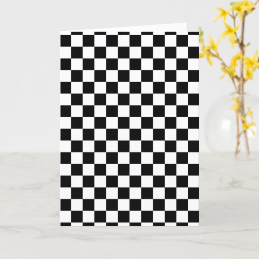 カッコいい白黒旗市松模様に模様 カード (黄色い花)