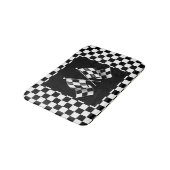 カッコいい白黒旗市松模様に模様 バスマット (アングル)