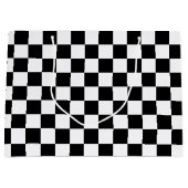 カッコいい白黒旗市松模様に模様 ラージペーパーバッグ (正面)