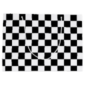 カッコいい白黒旗市松模様に模様 ラージペーパーバッグ (裏面)