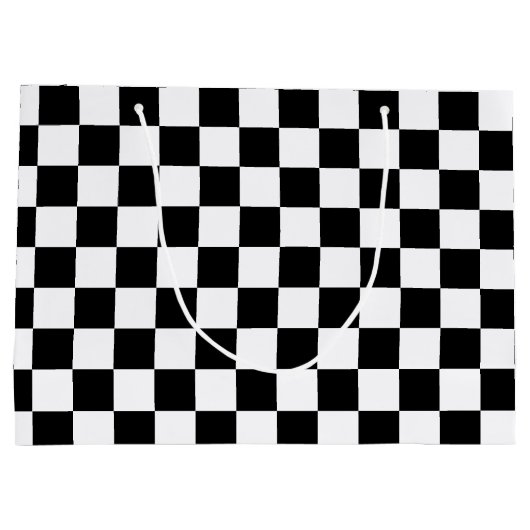 カッコいい白黒旗市松模様に模様 ラージペーパーバッグ (裏面)