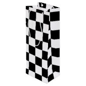 カッコいい白黒旗市松模様に模様 ワインギフトバッグ (裏面アングル)