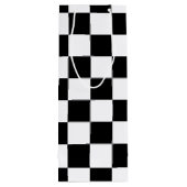 カッコいい白黒旗市松模様に模様 ワインギフトバッグ (裏面)