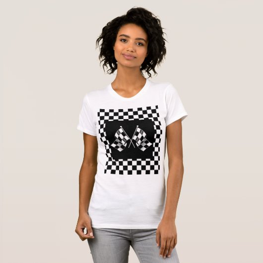 カッコいい白黒旗市松模様に模様 Tシャツ (正面フル)