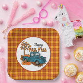 カッコいい秋プレイド季節のトラックパーティー紙プレート ペーパープレート (パーティー)