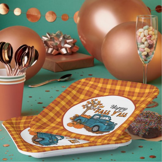 カッコいい秋プレイド季節のトラックパーティー紙プレート ペーパープレート (複数)