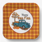 カッコいい秋プレイド季節のトラックパーティー紙プレート ペーパープレート (正面)