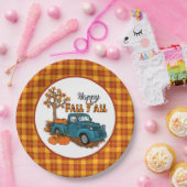 カッコいい秋プレイド季節のトラックパーティー ペーパープレート (パーティー)