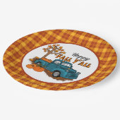 カッコいい秋プレイド季節のトラックパーティー ペーパープレート (アングル)