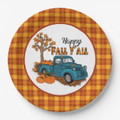 カッコいい秋プレイド季節のトラックパーティー ペーパープレート (正面)