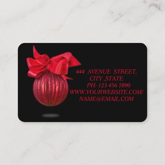 カッコいい素晴らしクリスマス赤飾り弓 名刺 (裏面)