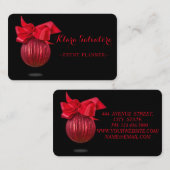 カッコいい素晴らしクリスマス赤飾り弓 名刺 (正面/裏面)