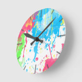 カッコいい素晴らしトレンディーカラフル鮮やか水色 ラウンド壁時計 (傾斜)