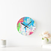 カッコいい素晴らしトレンディーカラフル鮮やか水色 ラウンド壁時計 (ホーム)