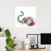 カッコいい素晴らしトレンディー鮮やか象 ポスター (ホームオフィス)