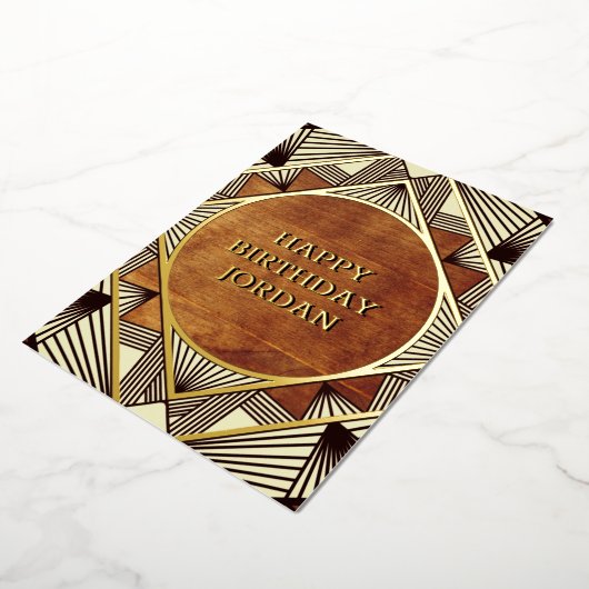 カッコいい素朴男らしレトロパーソナライズされた誕生日 箔招待状 (回転した状態)