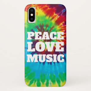 カッコいい絞り染めピースラブミュージック iPhone X ケース