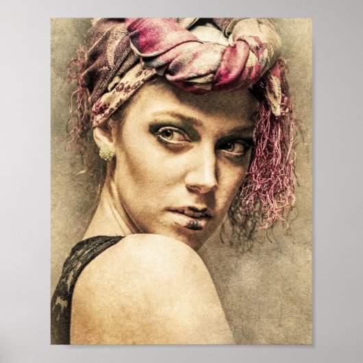 カッコいい絵画スケッチ女モダン女 ポスター (正面)