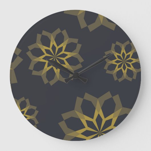 カッコいい緑ユニークモダントレンディー花抽象芸術 ラージ壁時計 (正面)