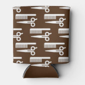 カッコいい美容師茶色の背景はさみ 缶クーラー (正面)