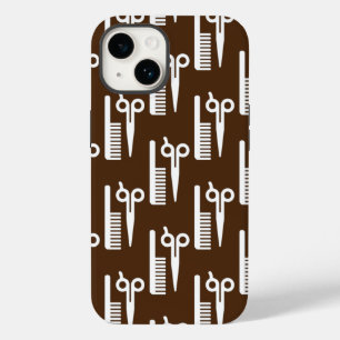 カッコいい美容師茶色の背景はさみ Case-Mate iPhone 14ケース