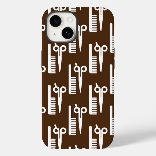 カッコいい美容師茶色の背景はさみ Case-Mate iPhoneケース (裏面)