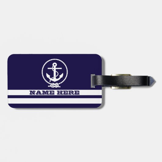カッコいい航海のストライプいかり ラゲッジタグ (裏面横)