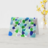 カッコいい色の海のガラス挨拶状 カード (黄色い花)