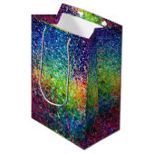 カッコいい色数々のレトログリッターとスパークルスパターン2 ミディアムペーパーバッグ (正面アングル)