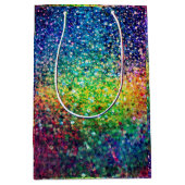 カッコいい色数々のレトログリッターとスパークルスパターン2 ミディアムペーパーバッグ (正面)