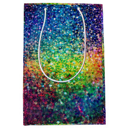 カッコいい色数々のレトログリッターとスパークルスパターン2 ミディアムペーパーバッグ