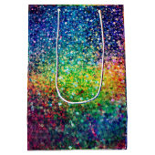 カッコいい色数々のレトログリッターとスパークルスパターン2 ミディアムペーパーバッグ (裏面)