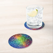 カッコいい色数々のレトログリッターとスパークルスパターン2 ラウンドペーパーコースター (インサイチュ)