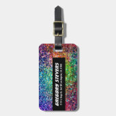 カッコいい色数々のレトログリッターとスパークルスパターン2 ラゲッジタグ (正面縦)