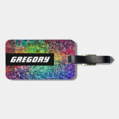 カッコいい色数々のレトログリッターとスパークルスパターン2 ラゲッジタグ (裏面横)