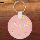 カッコいい見事なピンク色の花 キーホルダー (正面)