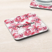 カッコいい見事なピンク色の花 コースター (左側)