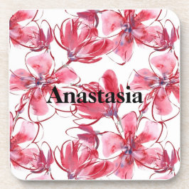 カッコいい見事なピンク色の花 コースター