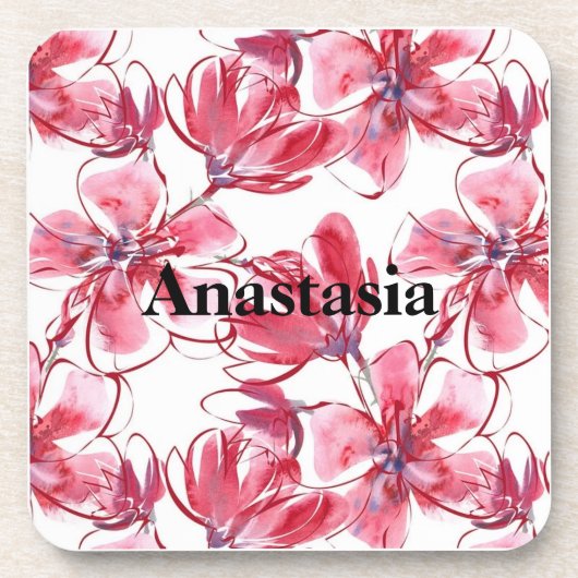 カッコいい見事なピンク色の花 コースター (正面)
