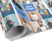 カッコいい誕生日ボーイメンズフォトコラージュパーソナライズされた ラッピングペーパー (ロールコーナー)