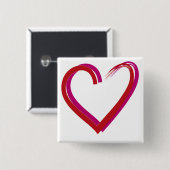 カッコいい赤いハート 缶バッジ (正面&裏面)